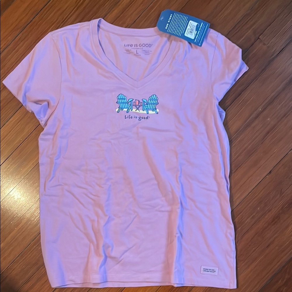 Life Is Good Light Pink Tee with Graphic